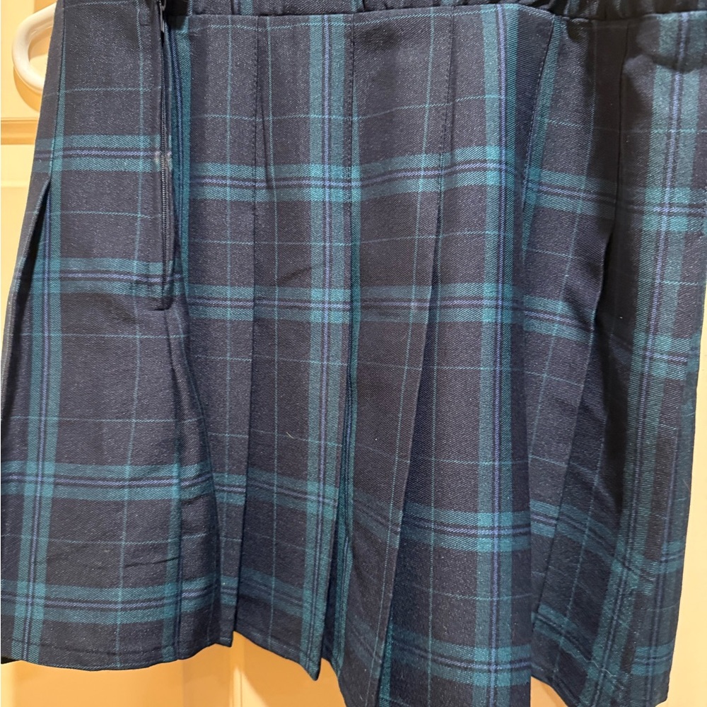 Wild Fable Navy and Teal Plaid A-Line Skirt